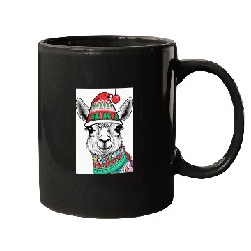 Discover Cute Llama with Christmas Hat Mugs