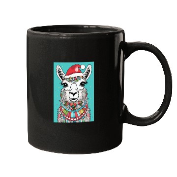 Discover Cute llama with Christmas Hat D83C DF85 Mugs