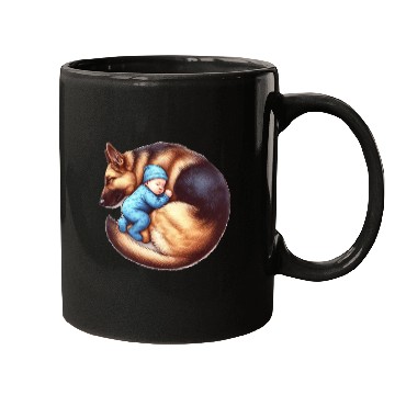 Discover Sleeping Baby and German Shepherd Design Mugs