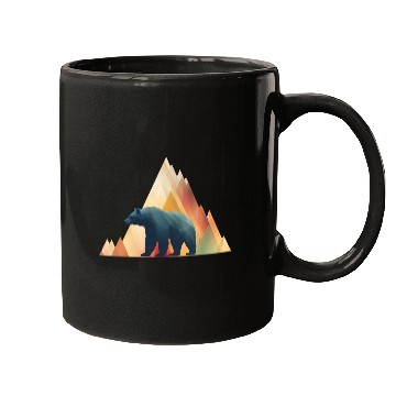 Discover Geometric Bear with Triangle Mountains Design Mugs