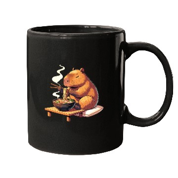 Discover Cute Capybara Eats Ramen Noodles Capybara Ramen Mugs