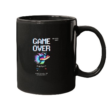 Discover 8 bit Arcade Retro Game Over Betta Fish Mugs