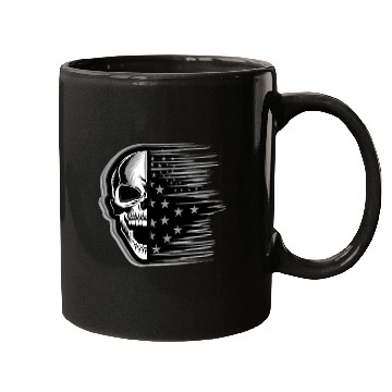 Discover Skull on US Flag Mugs