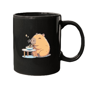 Discover Cute Capybara Eats Ramen Noodles Capybara Ramen Mugs