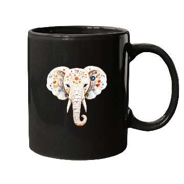 Discover A white elephant adorned with a vivid and vibrant Mugs