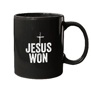 Discover Jesus Won Religious Christian Jesus Holy Cross Mugs