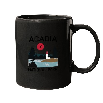 Discover Acadia National Park 80s Maine Mount Island Mugs