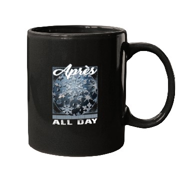 Discover Apres All Day Ski Microscopic Snowflake Detailed Mugs
