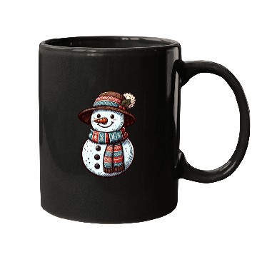 Discover Winter Wonderland: Charming Snowman Illustration Mugs