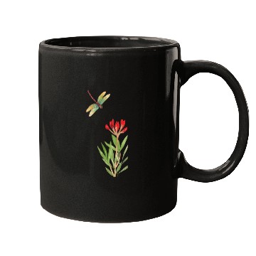 Discover dragonfly flying over a plant Mugs