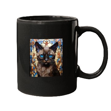 Discover Siamese kitten in stained glass Mugs