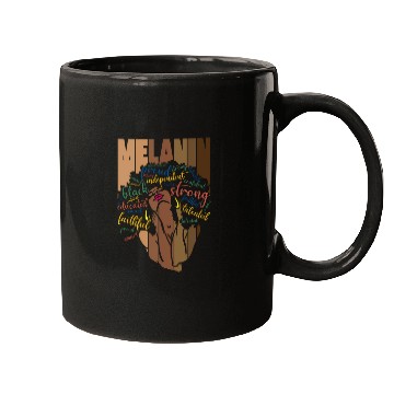 Discover Melanin Powerful Words Afro Black Mugs