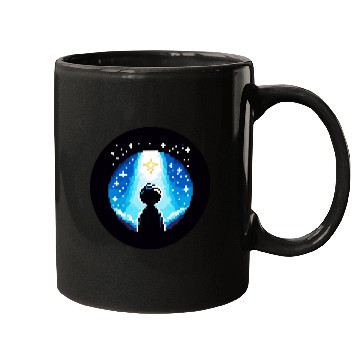 Discover Digital Night Sky - 8-Bit Childhood Dreams Mugs