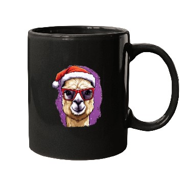 Discover Christmas Llama with Glasses Mugs