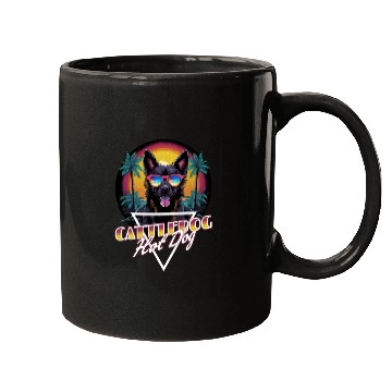 Discover Retro Wave Cattledog Hot Dog Mugs