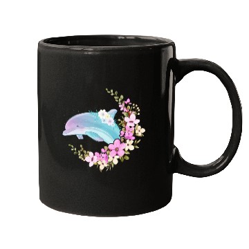 Discover Dolphin Flower Floral Mugs