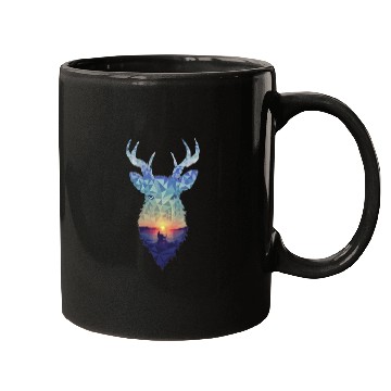 Discover Polygon Wilderness: Majestic Deer Mugs