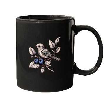 Discover Bird on a Blueberry Branch Mugs