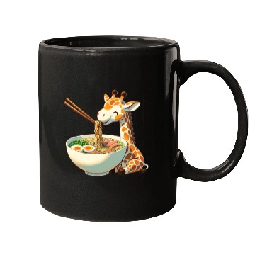 Discover Cute Giraffe Eats Ramen Noodles Giraffe Ramen Mugs