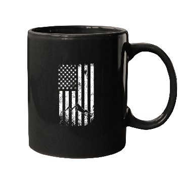 Discover Mountain american flag Mugs