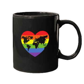 Discover Rainbow Hearts World Map Mugs