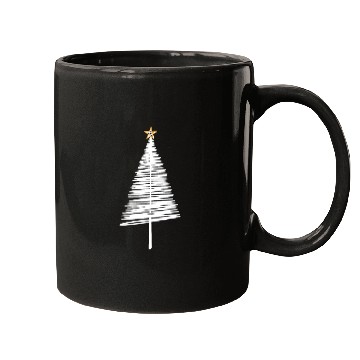 Discover White Christmas Tree Brushstroke with Golden Star Mugs