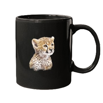 Discover Baby Cheetah Art Watercolor Painting Portrait Mugs
