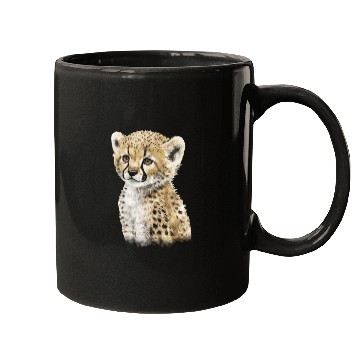 Discover Cute Baby Cheetah Watercolor Painting Portrait Mugs