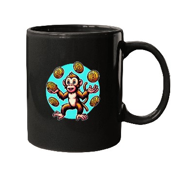 Discover Bitcoin Juggling Monkey - Digital Art Mugs