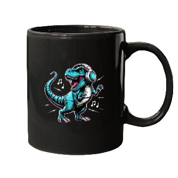 Discover Dancing Tyrannosaurus Rex with Headphone Mugs