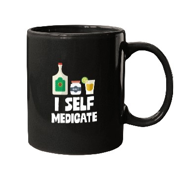 Discover I Self Medicate Tequila Bottle Lime Salt Shot Pun Mugs