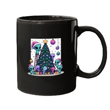 Discover Aliens decorate Christmas tree Mugs