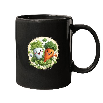 Discover Cute kawaii carrot and a broccoli Mugs