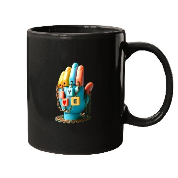 Discover Hand with BYE Plaques Mugs