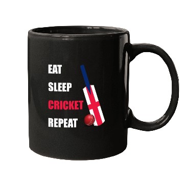 Discover Eat Sleep Cricket Repeat England Flag Cricket Bat Mugs