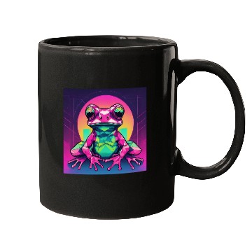 Discover Geometric Synthwave Frog Mugs