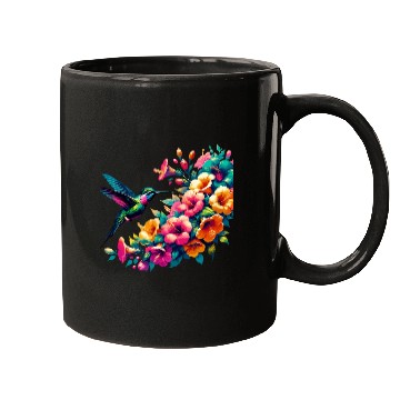 Discover Hummingbird and Hibiscus Blossom Art Mugs