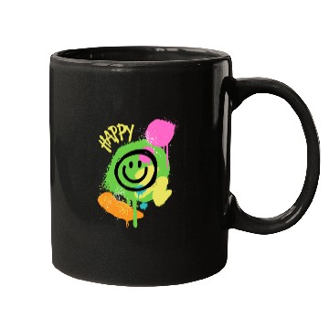 Discover Green Black Graffiti Face Mugs
