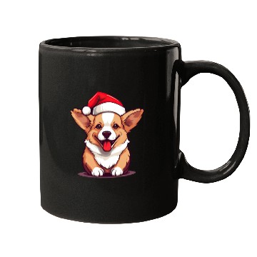 Discover cute corgi wearing santa hat at christmas Mugs