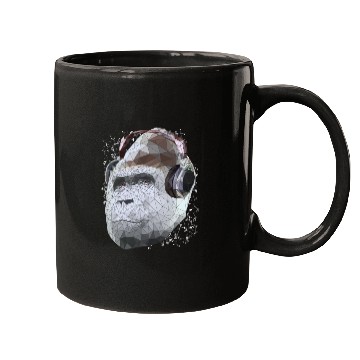 Discover Gorilla with headphones low poly pop art Mugs