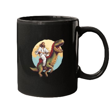 Discover Jesus Riding a Dinosaur Meme Dino Lover Mugs