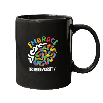 Discover Embrace Neurodiversity Autism Brain Mugs