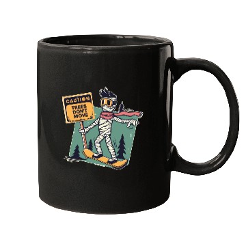 Discover Caution trees don't move bandaged snowboarder Mugs