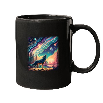 Discover Majestic Wolf Howling At The Eclipse Mugs