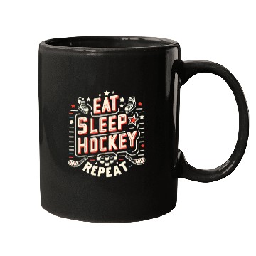Discover Eat sleep hockey repeat Mugs