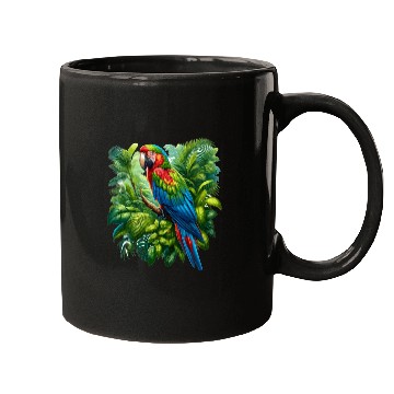 Discover Colorful parrot in the rainforest Mugs