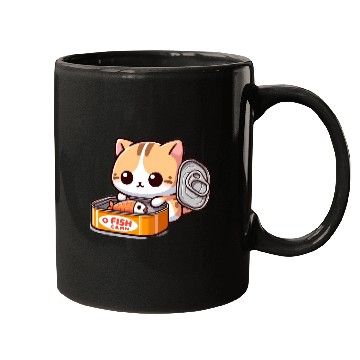 Discover Cat opens fish can Mugs