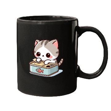 Discover Cat opens fish can Mugs