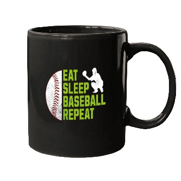 Discover Eat Sleep Baseball Repeat Baseball Player Mugs