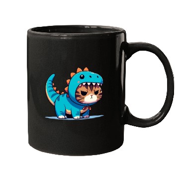Discover Grumpy Cat in Velociraptor Costume Mugs